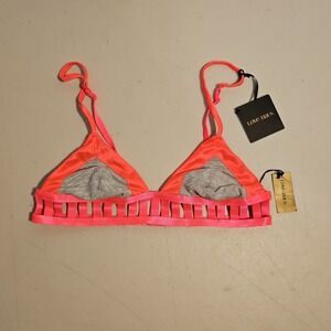 Love Haus By Beach Bunny Bralette Neon Coral Heather Grey Cage LH1427B1 XSmall